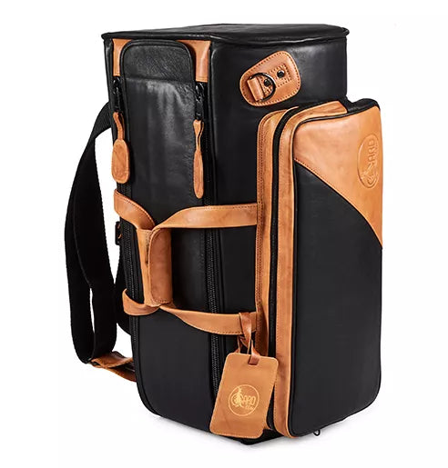 GARD Elite Trumpet/flugelhorn Gig Bag, Black Leather with tan  Trim
