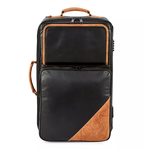 GARD Elite Compact Trumpet/flugelhorn Gig Bag, black Leather with tan Leather Trim