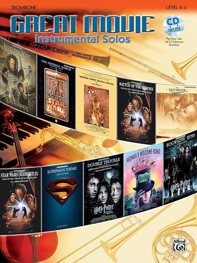 Great Movie Instrumental Solos trombone book with CD