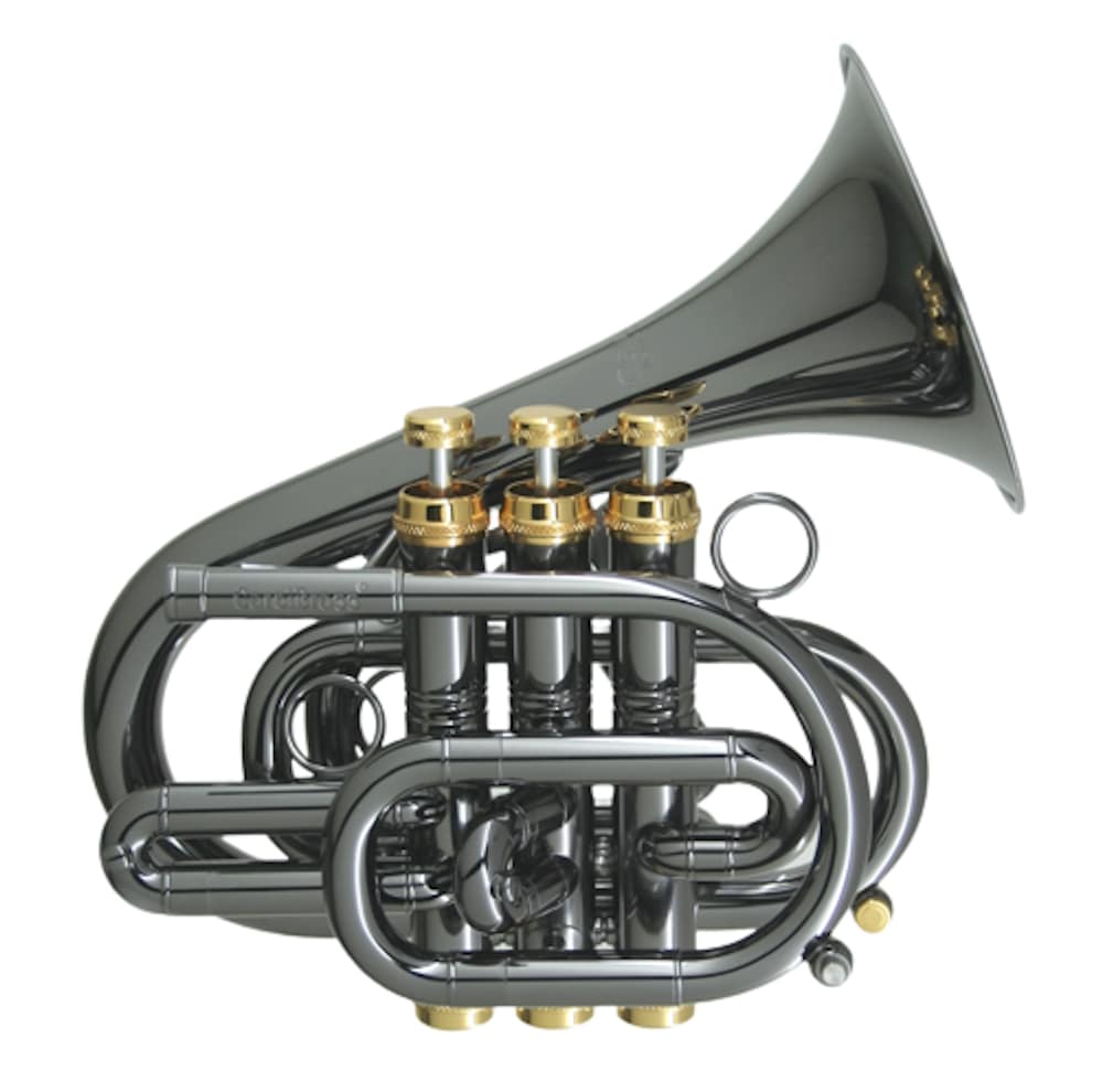 Carol Brass Bb Pocket trumpet outfit Legendary model with dizzy bell Blackhawk finish