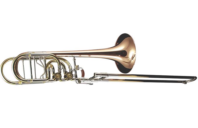 Greenhoe GC5 Independant Bb/F/Gb Bass trombone outfit with red brass bell