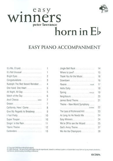 Easy Winners Eb Horn Piano Accomps.