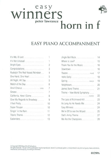 Easy Winners f Horn Piano Accomps.