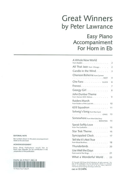 Great Winners Piano accompaniments Eb Horn