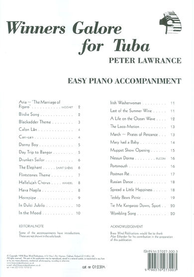 Winners Galore for Tuba Piano Accomp.