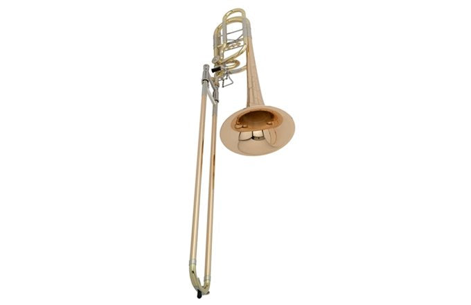 Edwards E-B502-I- Markey Rotax Bass trombone valve section, with bell and tuning slide. Yellow Gold Brass..Valve – Open wrap Rotax Valve..Handslide _ VBN..Bell Size 9.5” Yellow Gold Brass