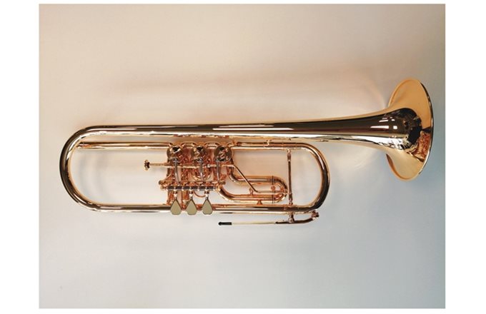 Schagerl Berlin Heavy model Rotary trumpet Gold plated, combination 3rd trigger and case