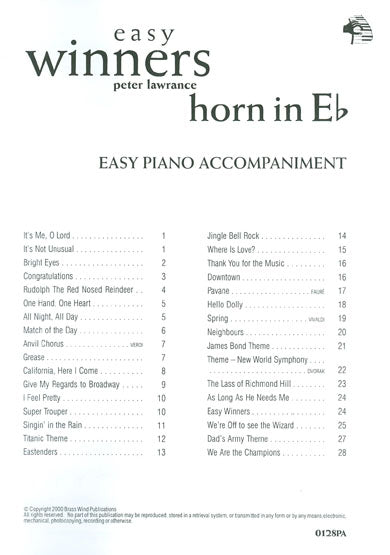 Easy Winners Eb Horn Piano Accomps.