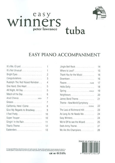 Easy Winners Tuba Piano Accompanmiments