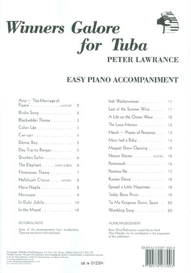Winners Galore for Tuba   Piano Accomp.